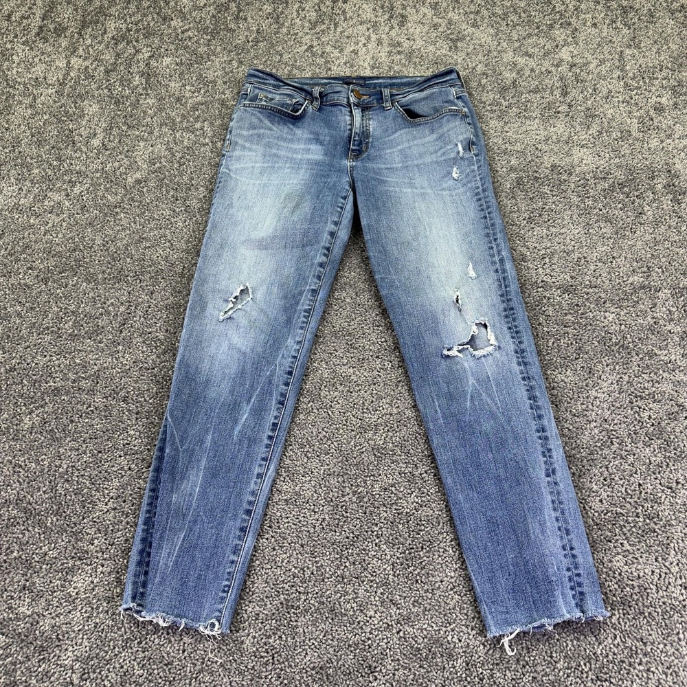 Jacob Davis Collection Jeans Womens 28 Blue Skinny Distressed Denim Medium Wash